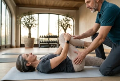 Physical therapy session focusing on stretching.